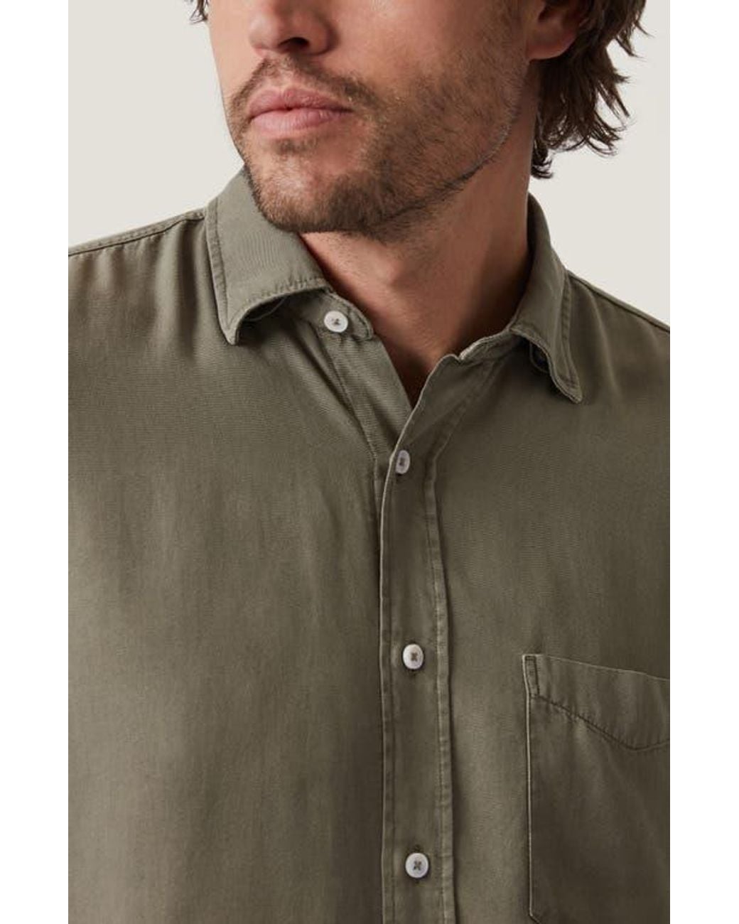 34 Heritage Green Solid Lyocell Button-Up Shirt for men