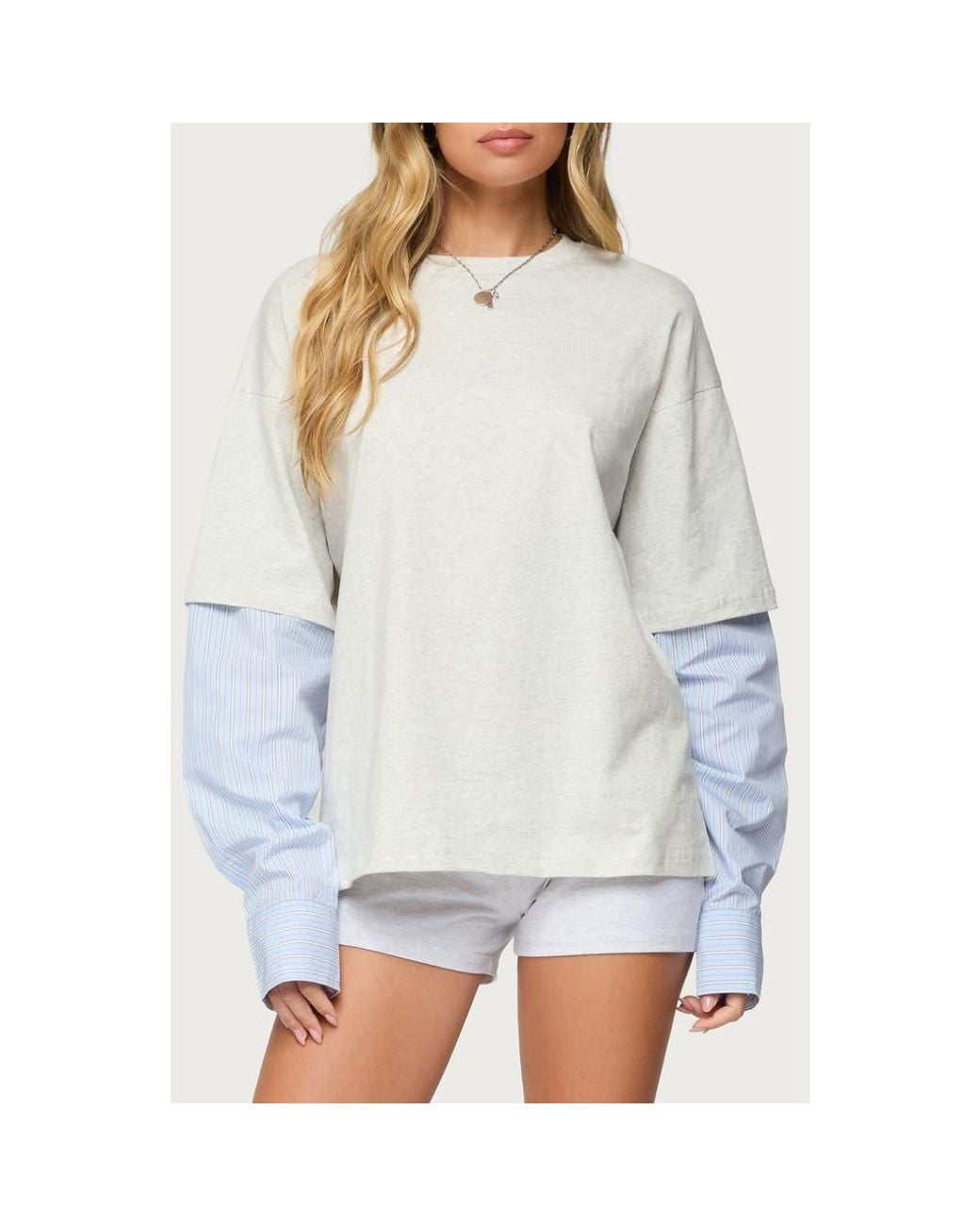 Edikted Gray Tailor Oversize Layered Top