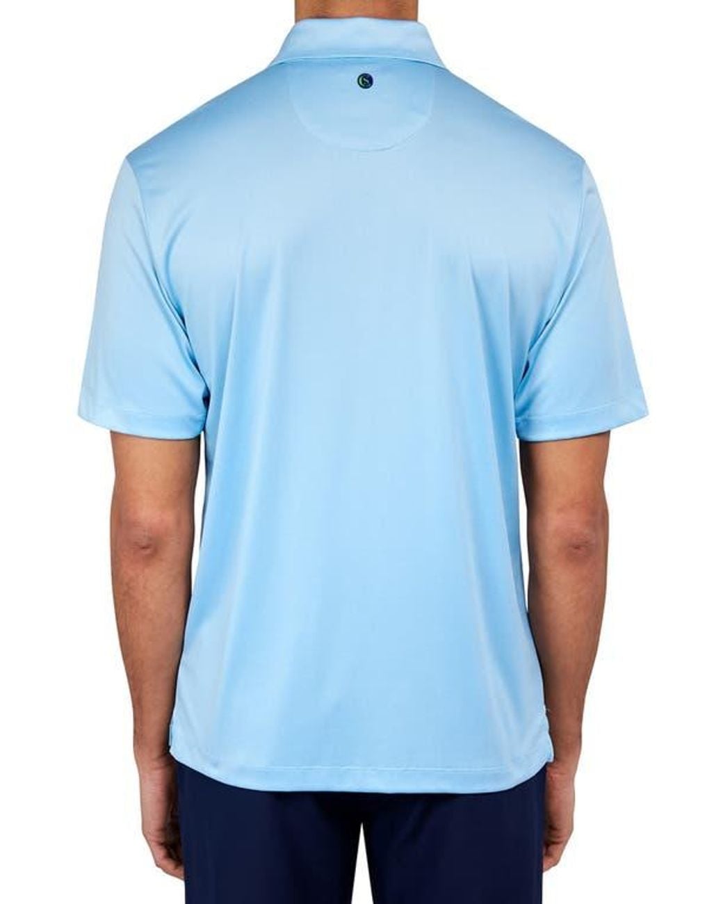 Con.struct Blue Regular Fit Solid Recycled Performance Golf Polo for men