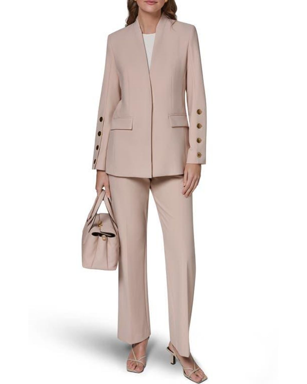 Donna Karan Pink Button Sleeve Blazer