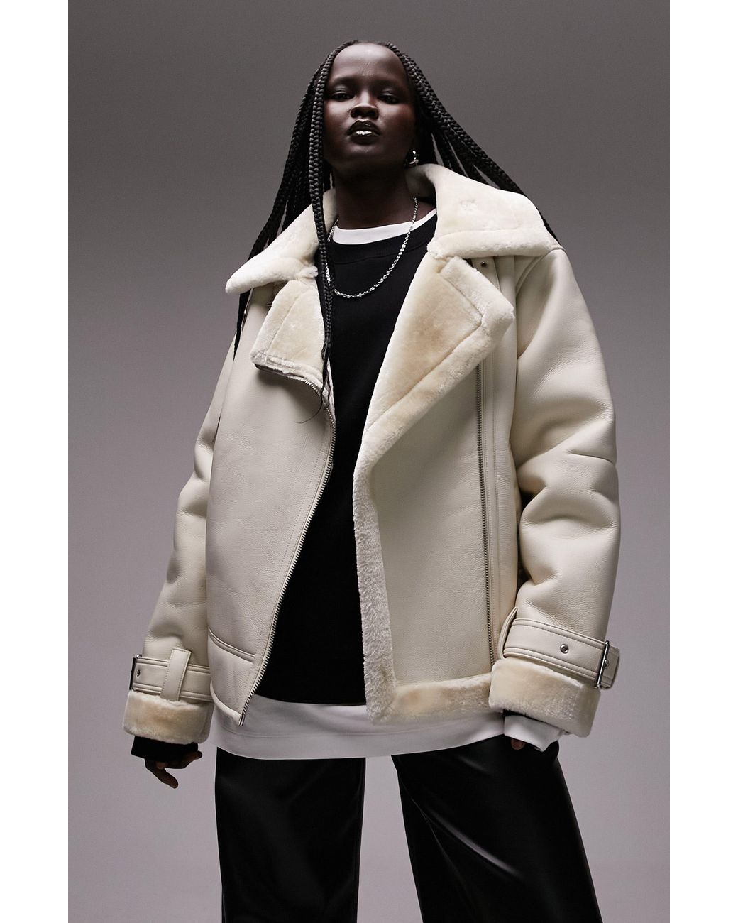 Faux shearling jacket topshop sale