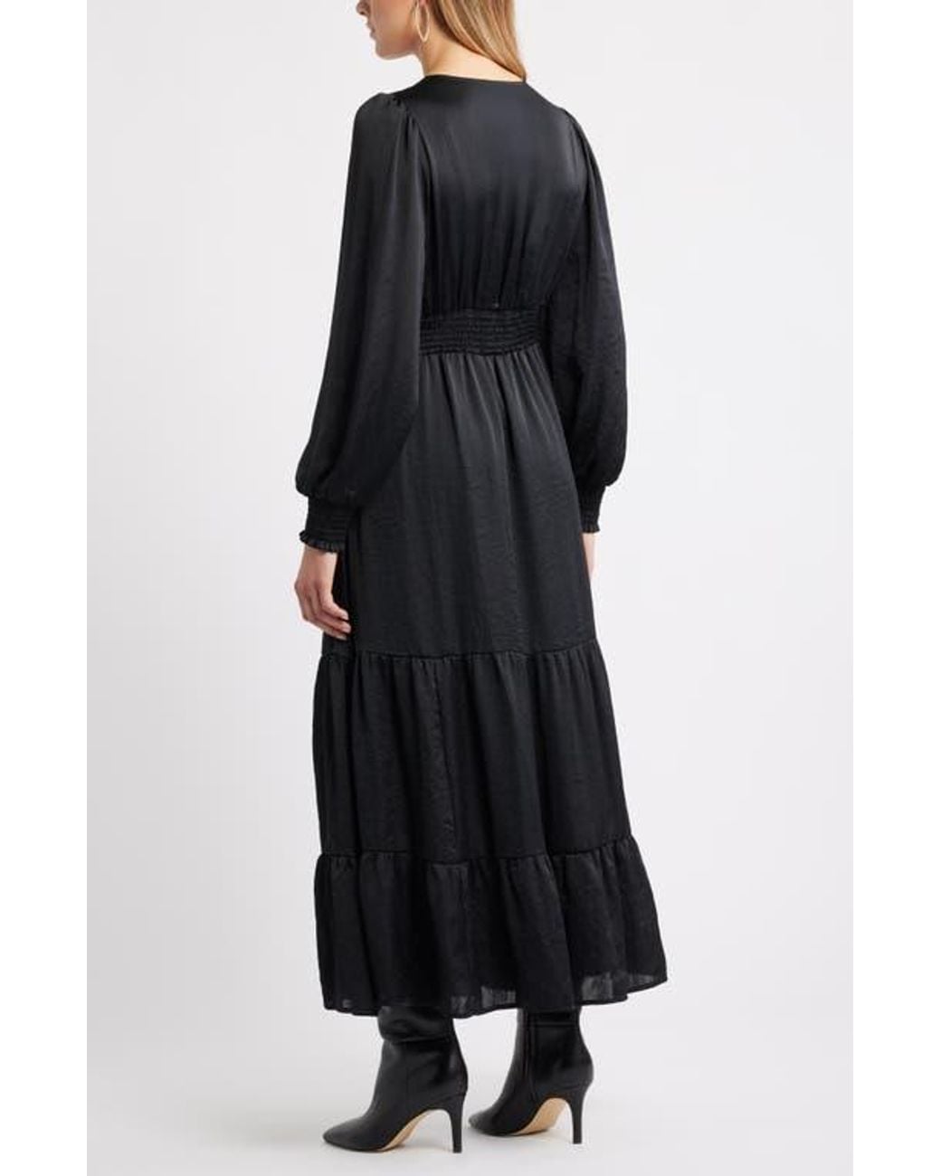 knee length dresses for ladies Black Satin Maxi Skirt
