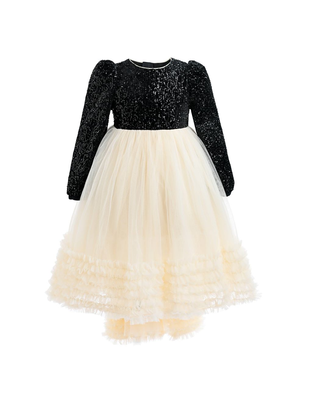 Tulle Black Glitter Bow-Back Tulle Gown