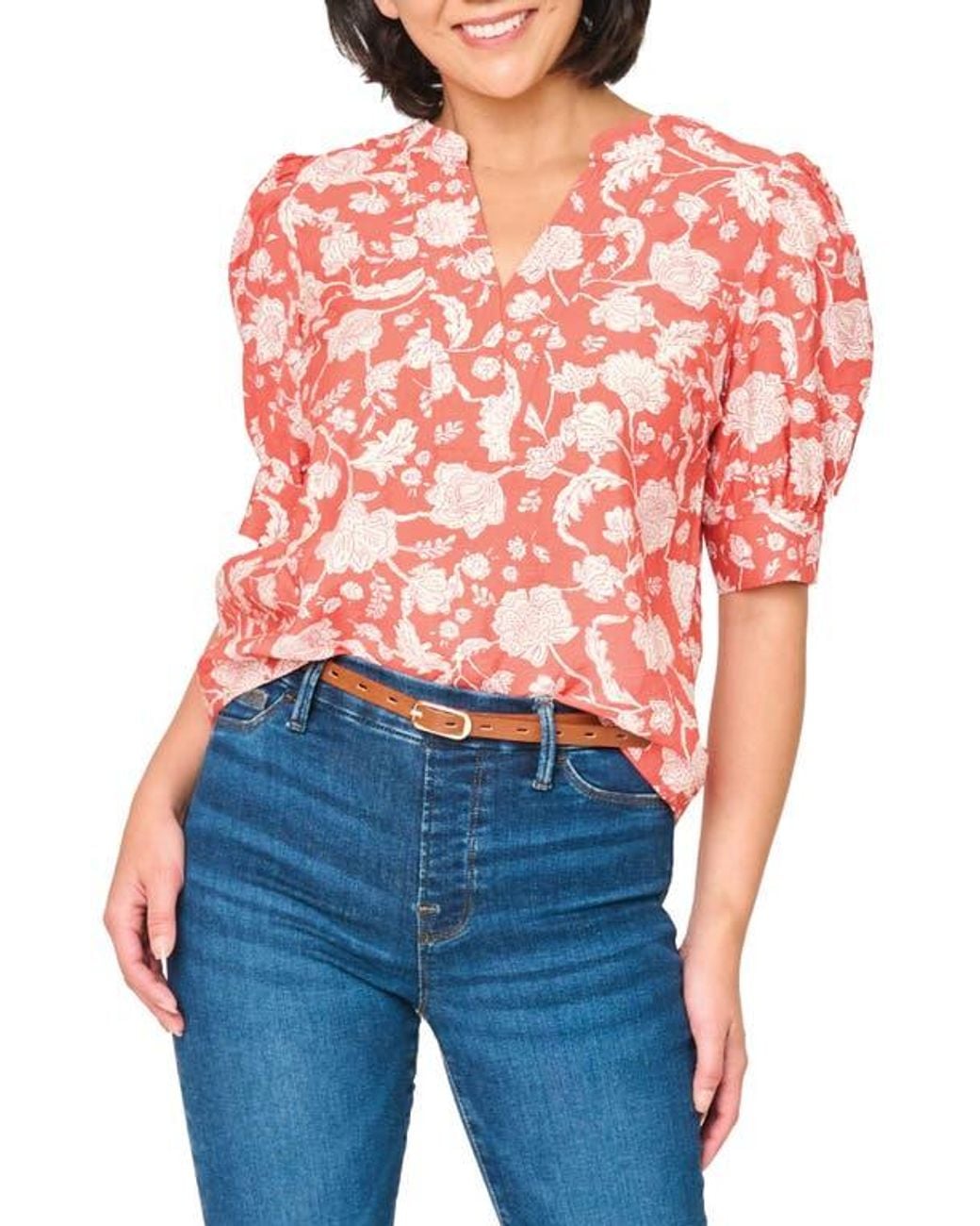 Gibsonlook Blue Notch Neck Pullover Top