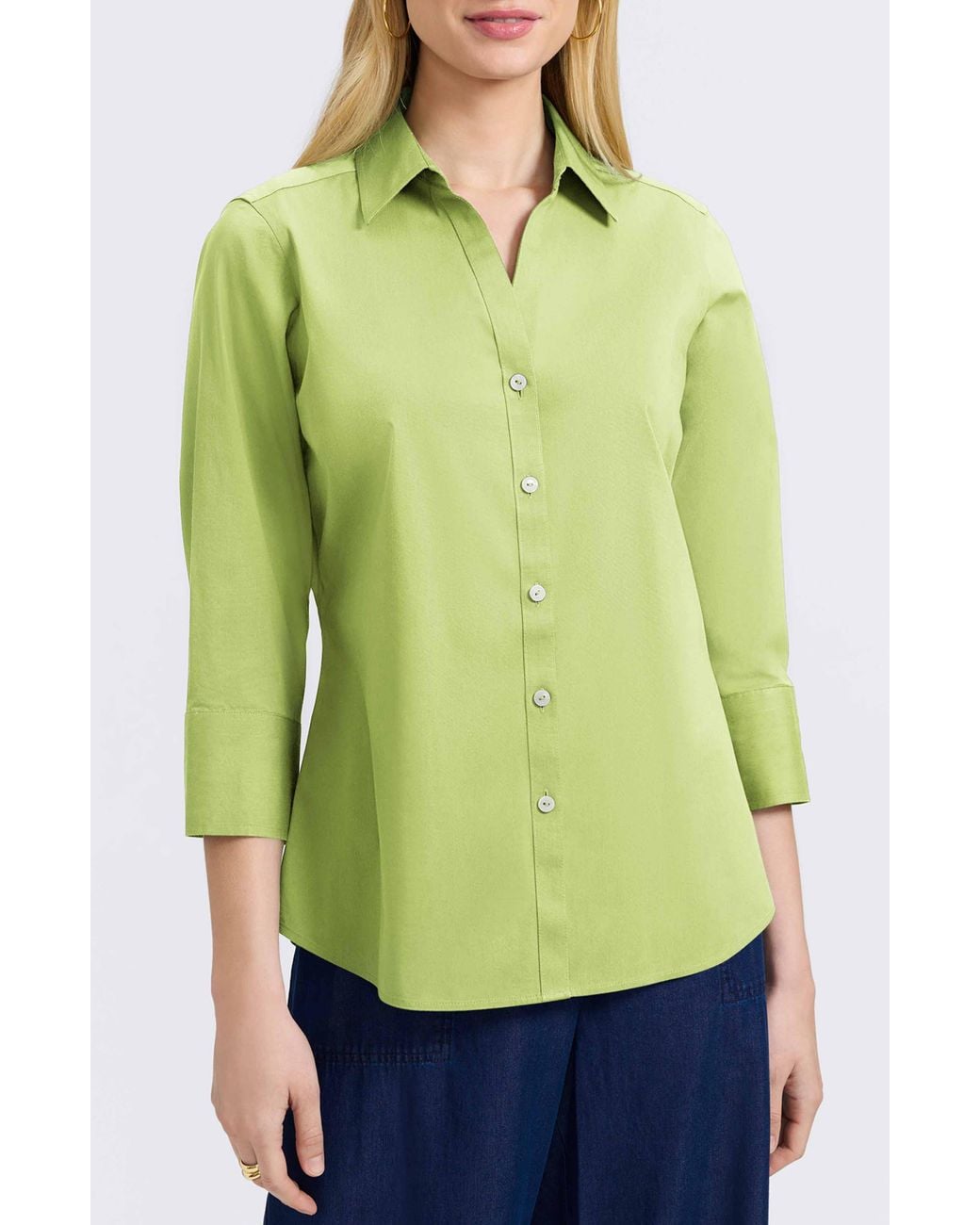 Foxcroft Green Mary Button-Up Blouse