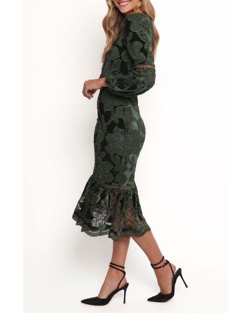 knee length dresses for ladies Velvet Lace Midi Dress main image 1