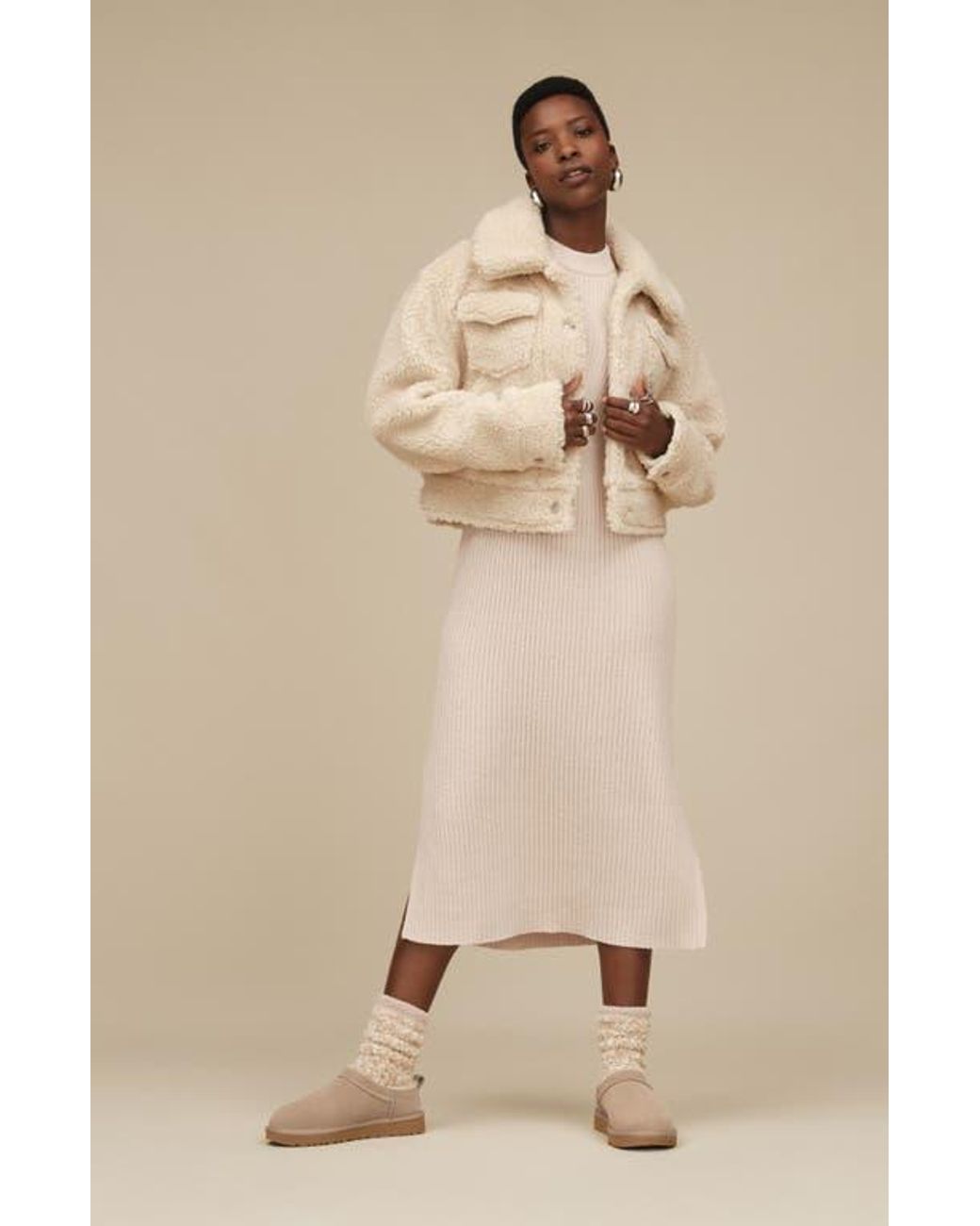 Ugg Brown Classic Micro Genuine Shearling Lined Slip-On