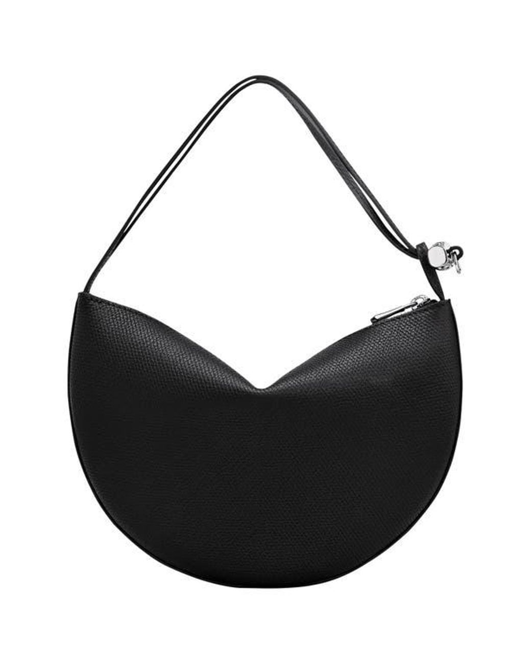 Longchamp Black Le Roseau Leather Wristlet Clutch