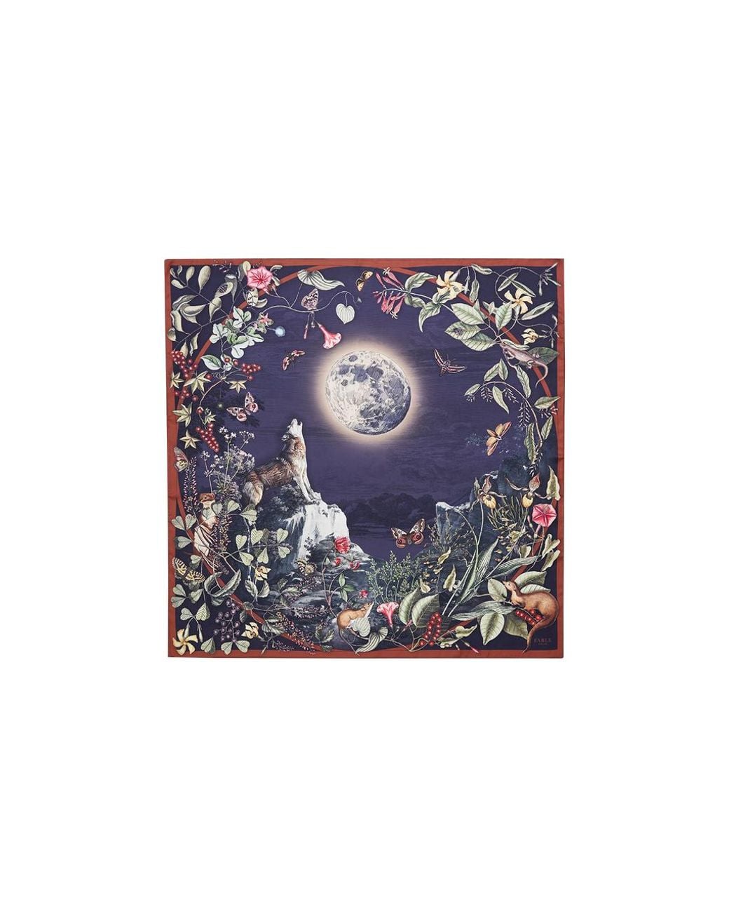 Fable England Blue Wolf Garden Narrative Square Scarf