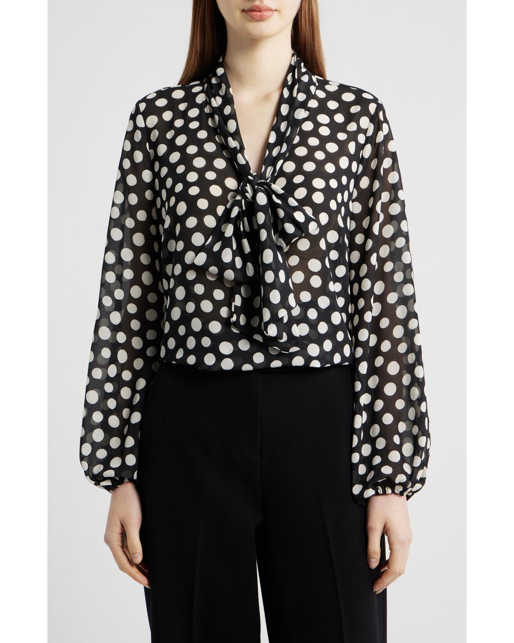 Tahari Black Bow Neck Top