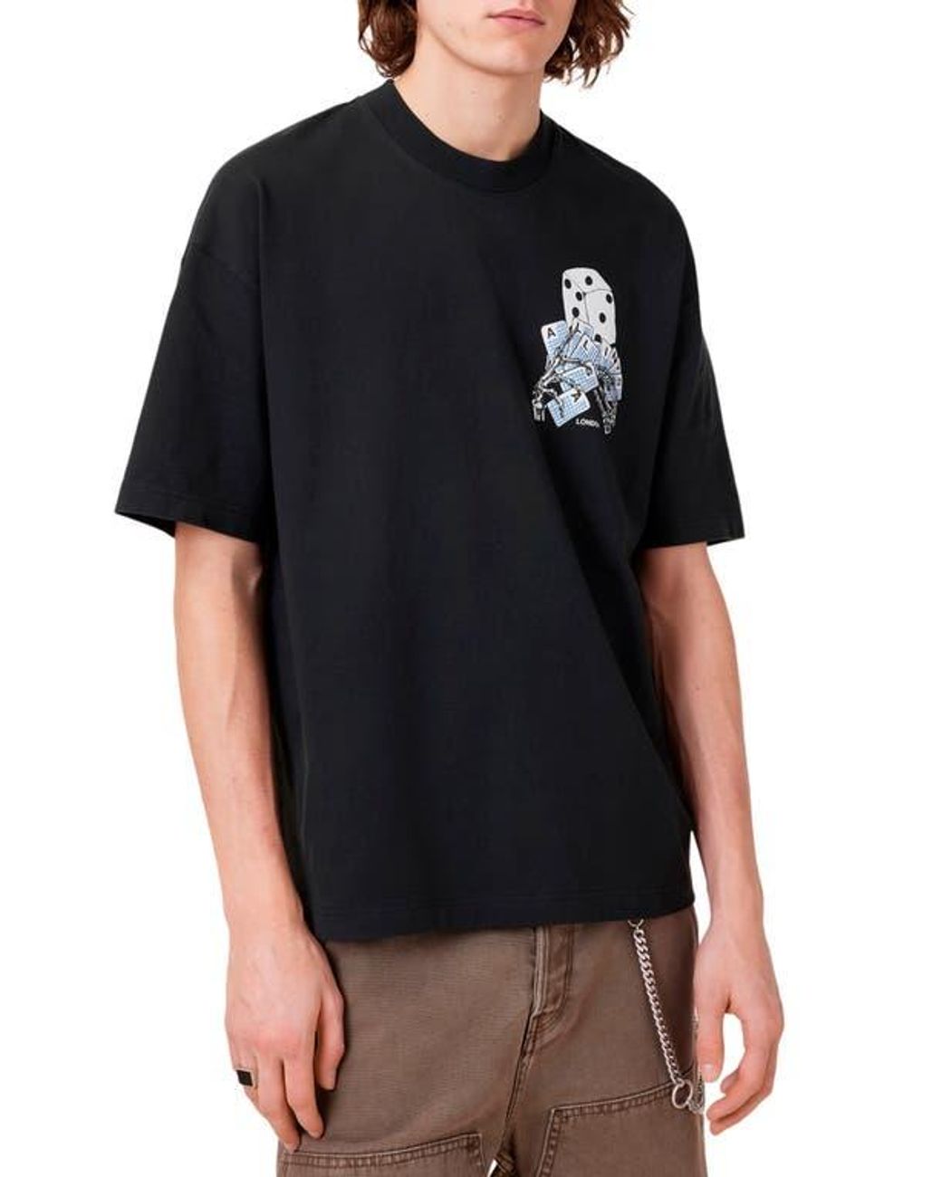 AllSaints Dealt Short Sleeve Graphic T-Shirt in Black for Men | Lyst
