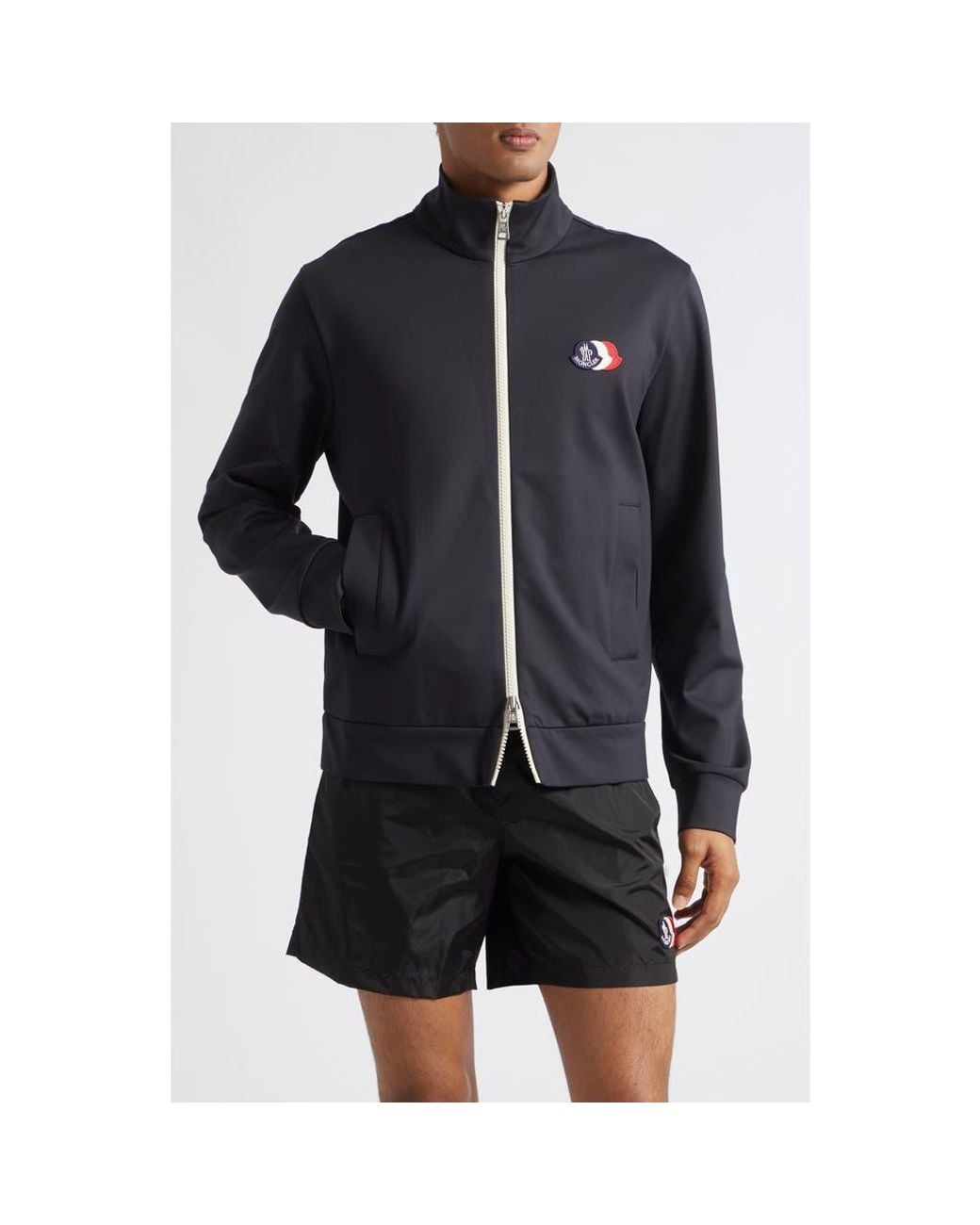 Moncler Black Nylon Blend Track Jacket for men