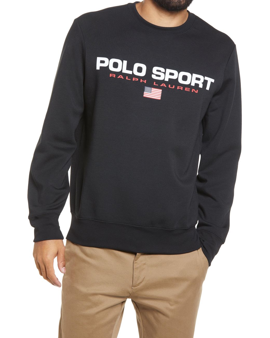 Polo Ralph Lauren Fleece Men's Polo Sport Crewneck Sweatshirt in Black