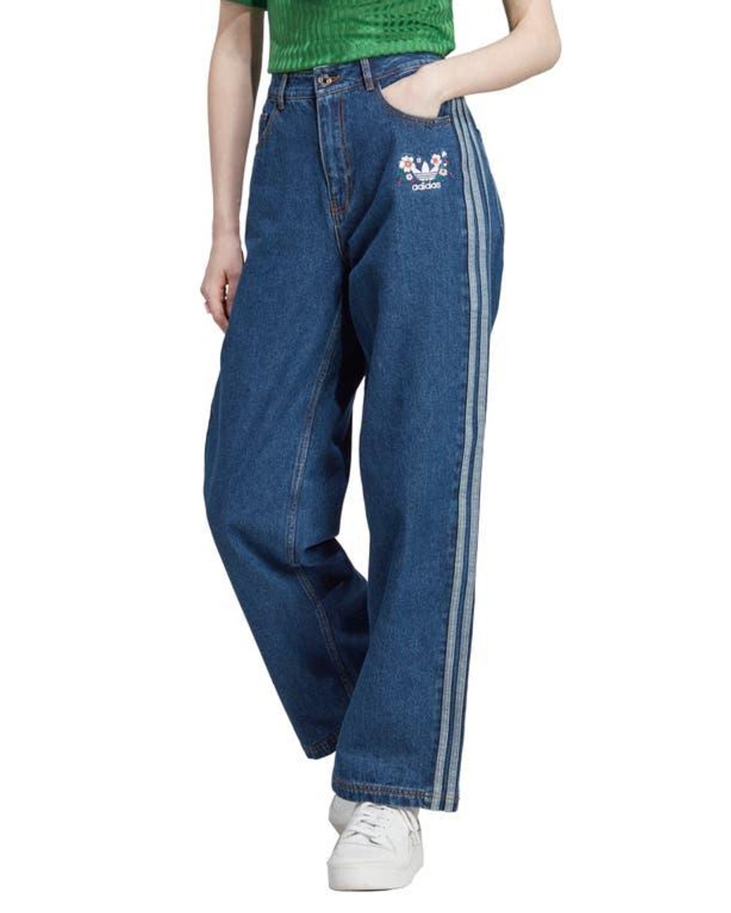 ☆adidas☆ 3S Jean Blue IU2455 adidas Quần Jean Nhuộm 3 Sọc KSENIASCHNAIDER - Màu xanh da