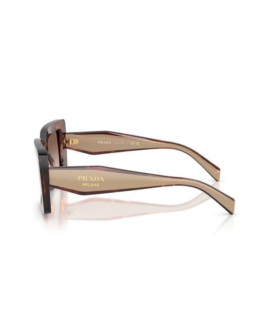Prada Brown 53Mm Rectangular Sunglasses