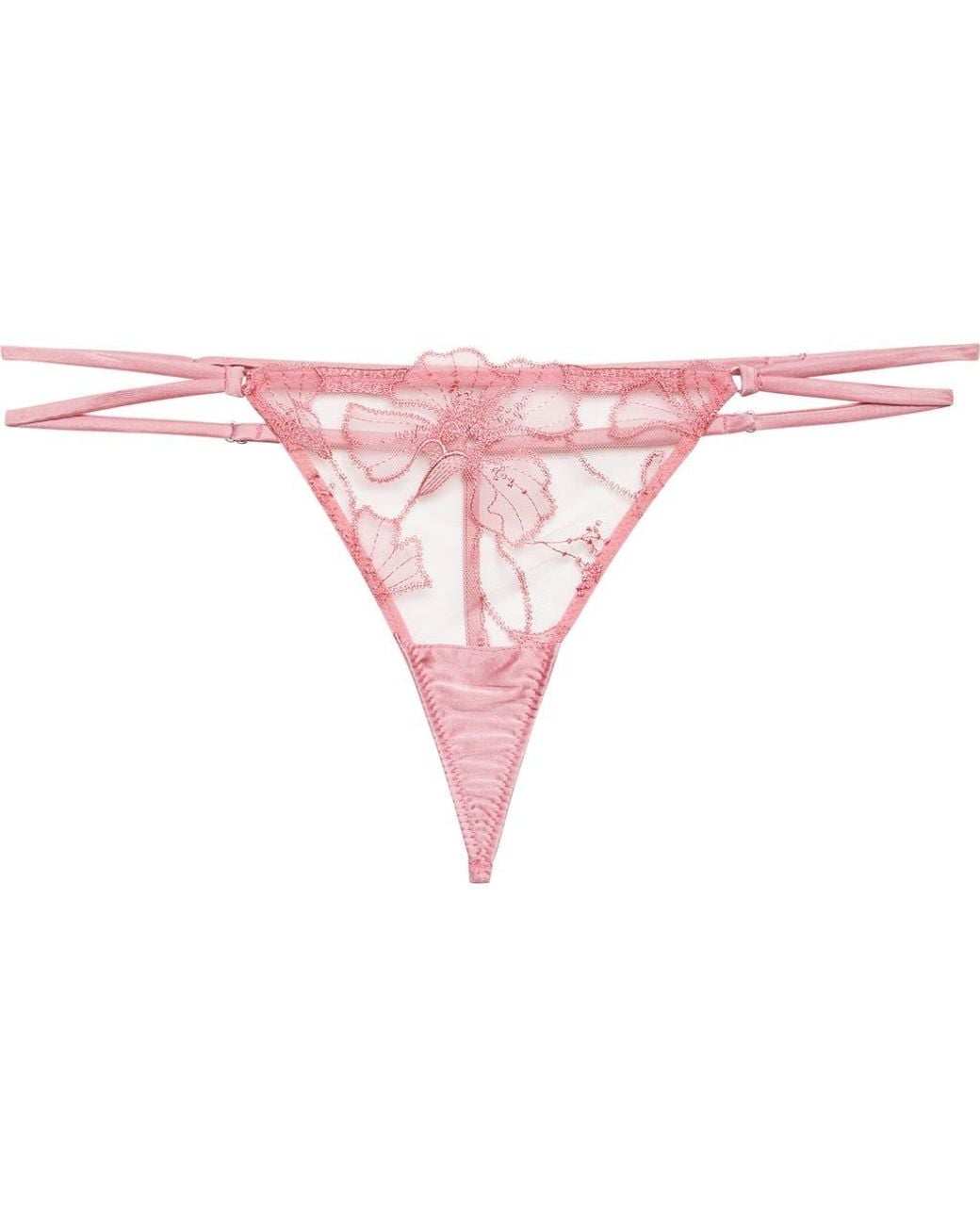 Fleur du Mal Pink Harper Embroidered G-String