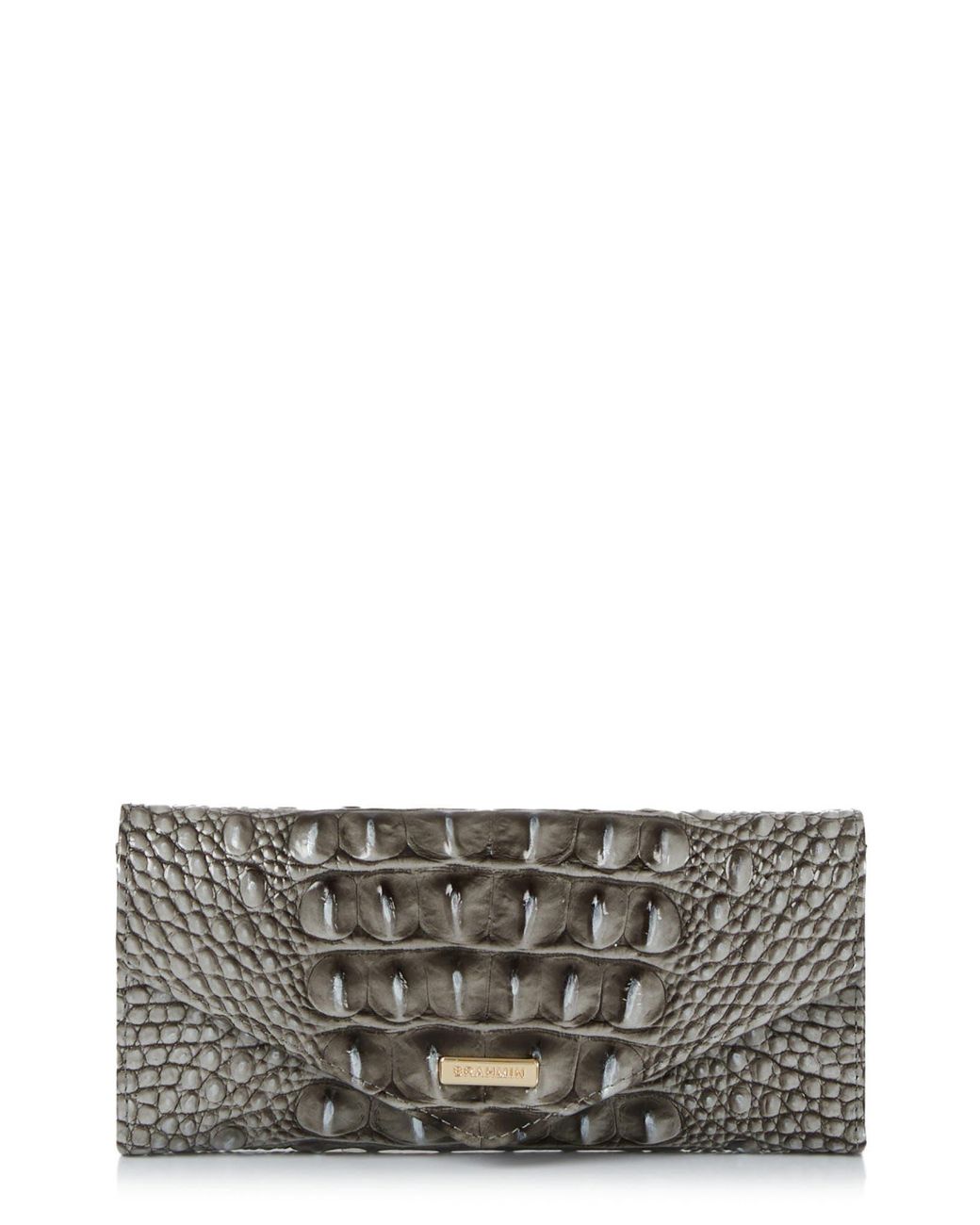 Brahmin Veronica Croc Embossed Calfskin Leather Envelope Wallet in Gray