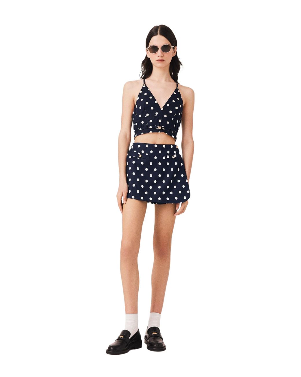 Maje Blue Linen Blend Skort