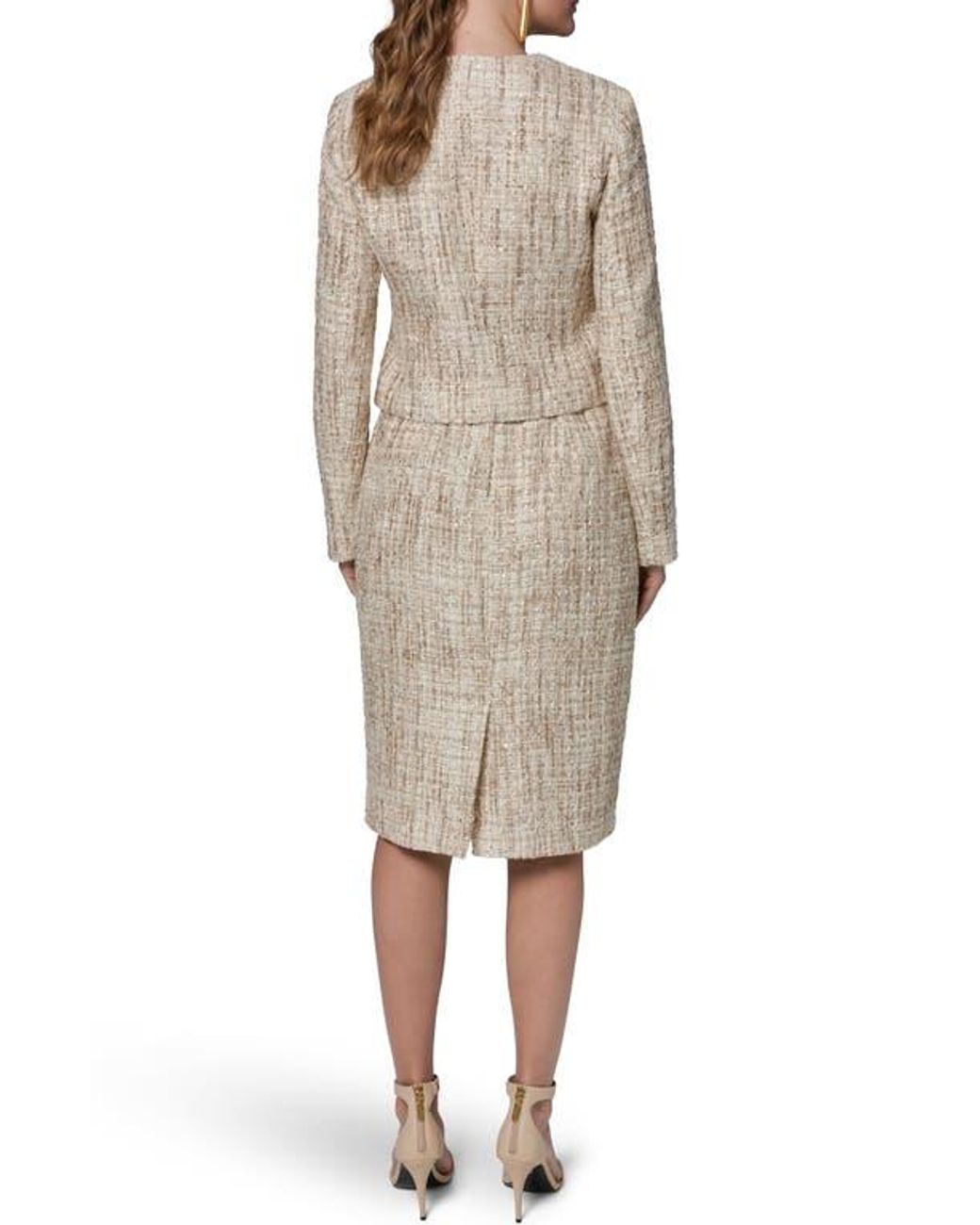 Donna Karan Natural Sequin Tweed Blazer