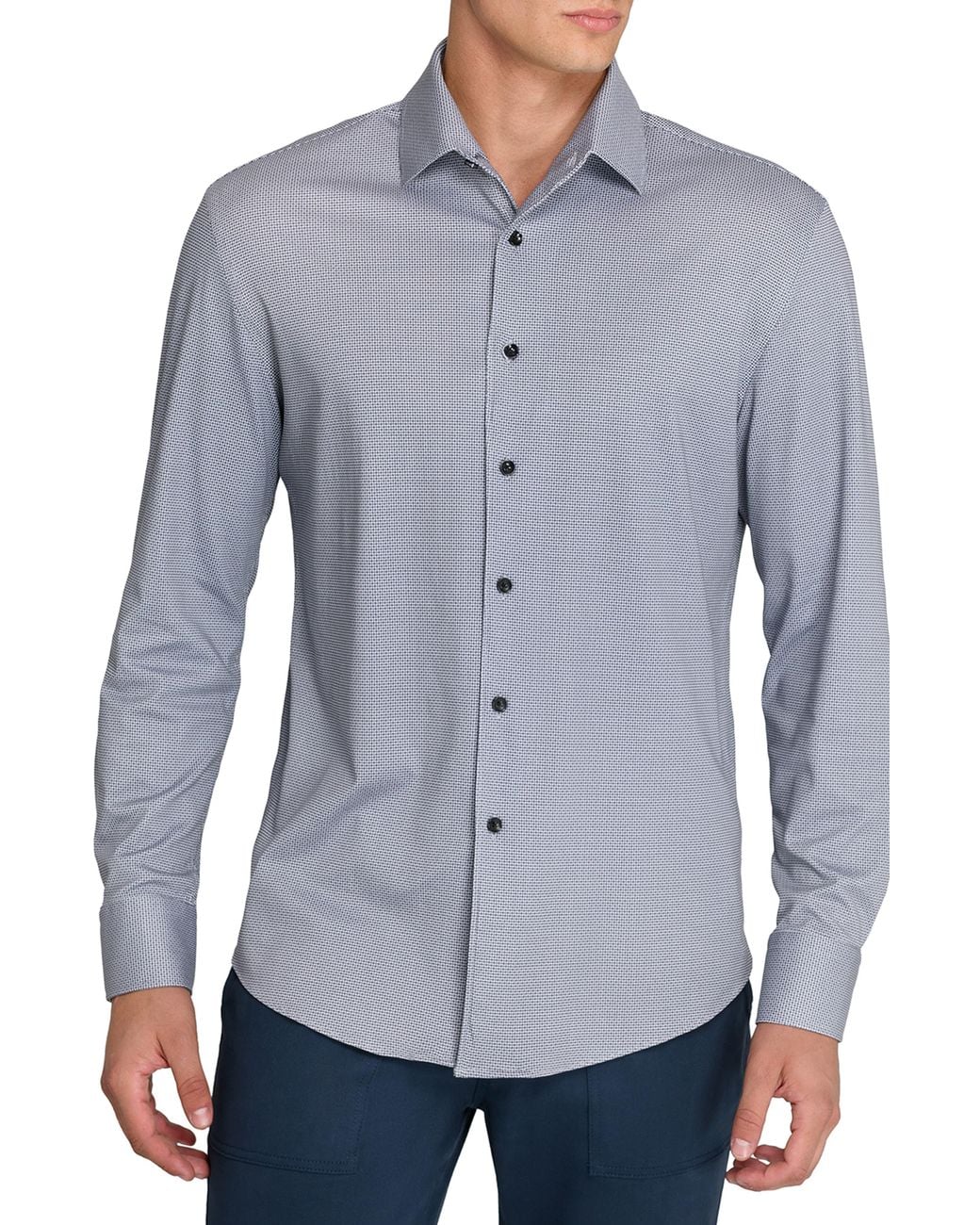 Brooklyn Brigade Blue Geo Print Knit Long Sleeve Basic for men