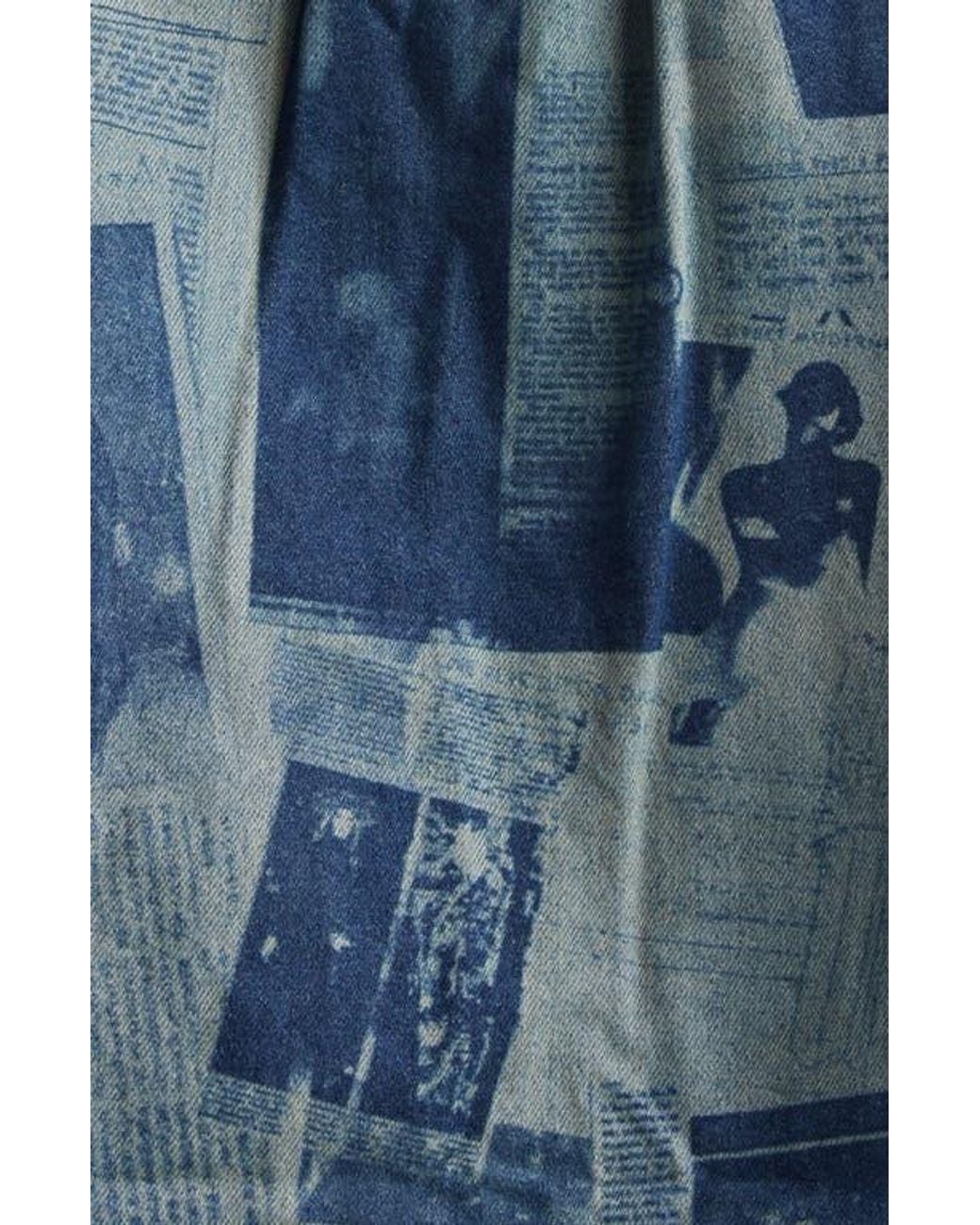 Jean Paul Gaultier Blue Newspaper Print Denim Button-Up Shirt