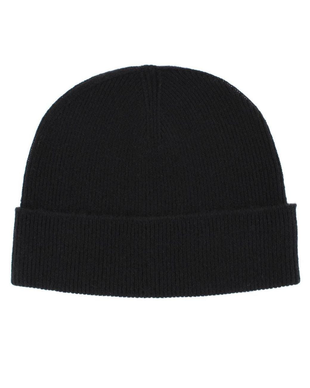 Trafalgar Black Camden Cashmere Solid Colored Micro Ribbed Beanie for men