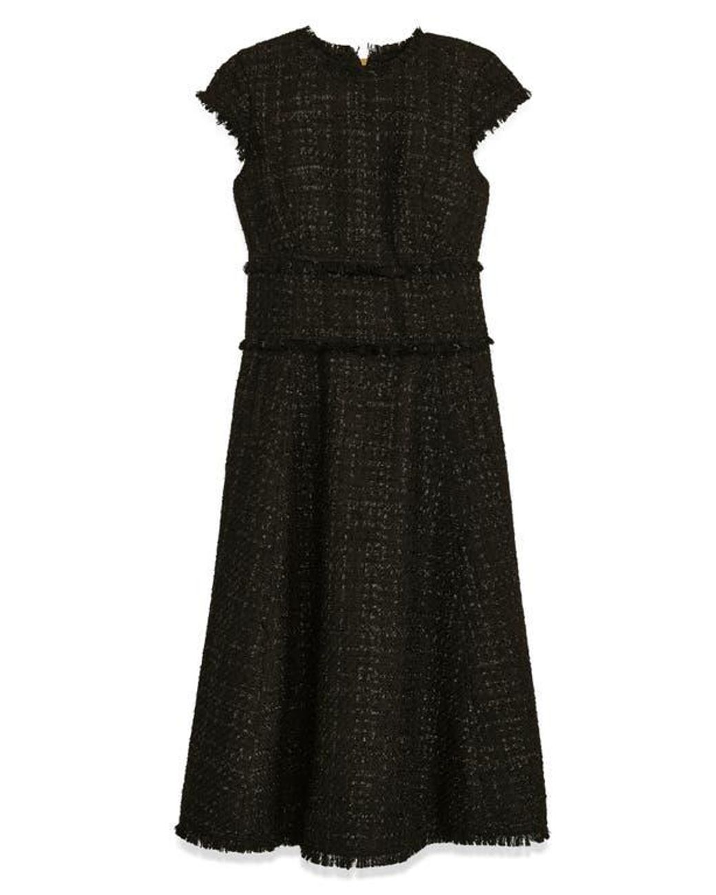 Donna Karan Metallic Tweed Midi Dress in Black | Lyst