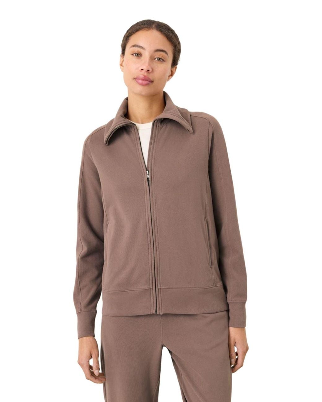 Pact Brown Organic Cotton Cloudknit Zip Jacket