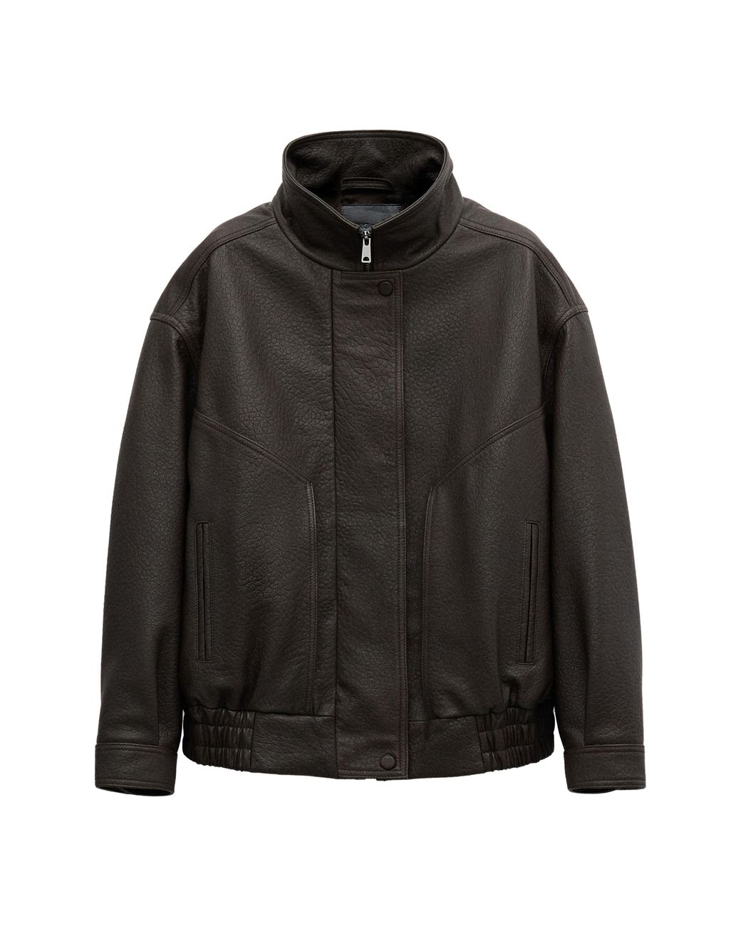 Mango Black Oversize Leather Jacket