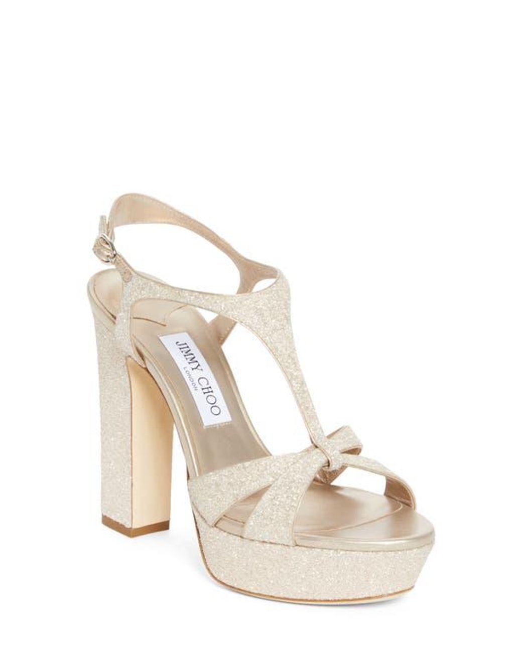 Jimmy Choo Natural Kesia Glitter Platform Sandal