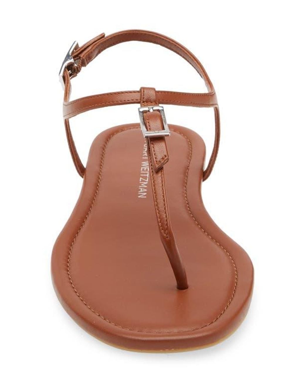 Stuart Weitzman Brown Georgie T-Strap Sandal