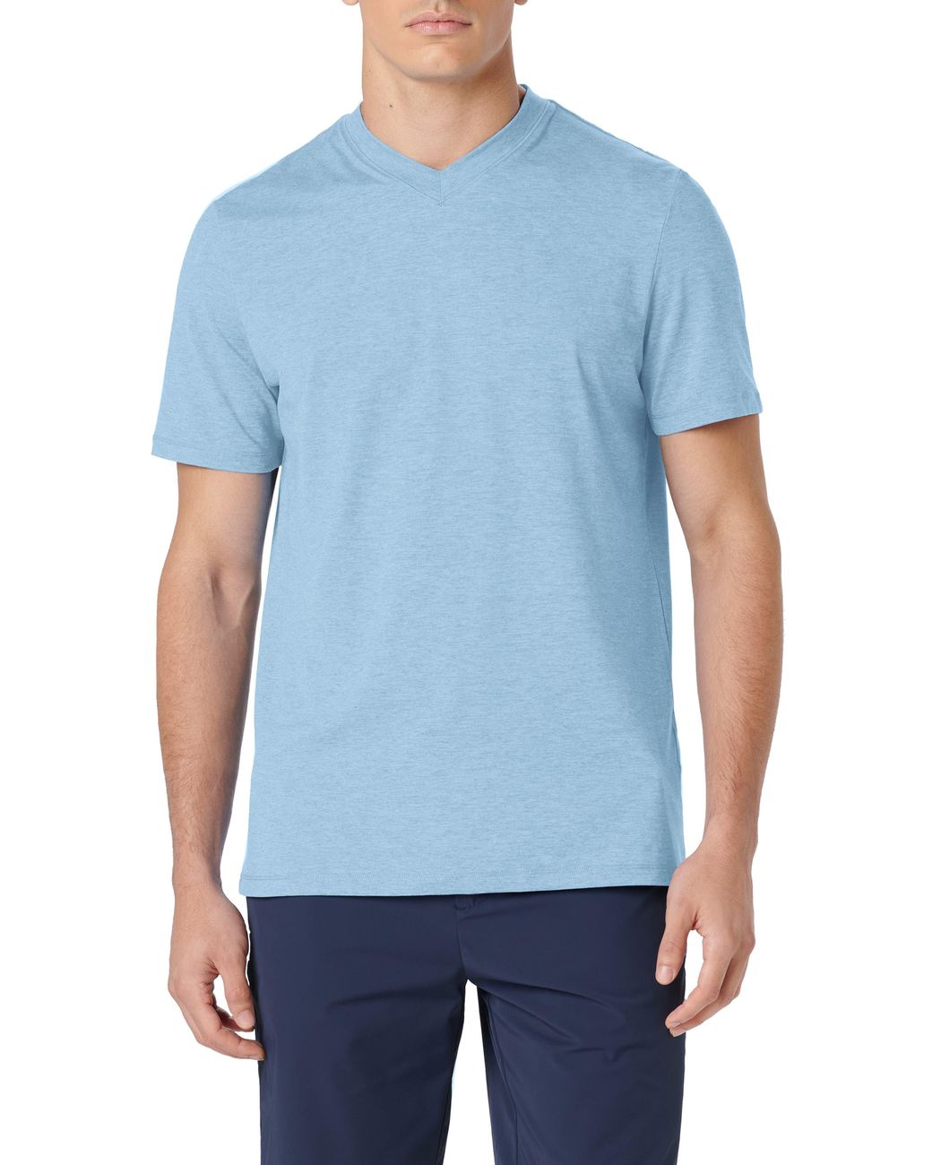 Bugatchi Blue V-Neck Performance T-Shirt for men