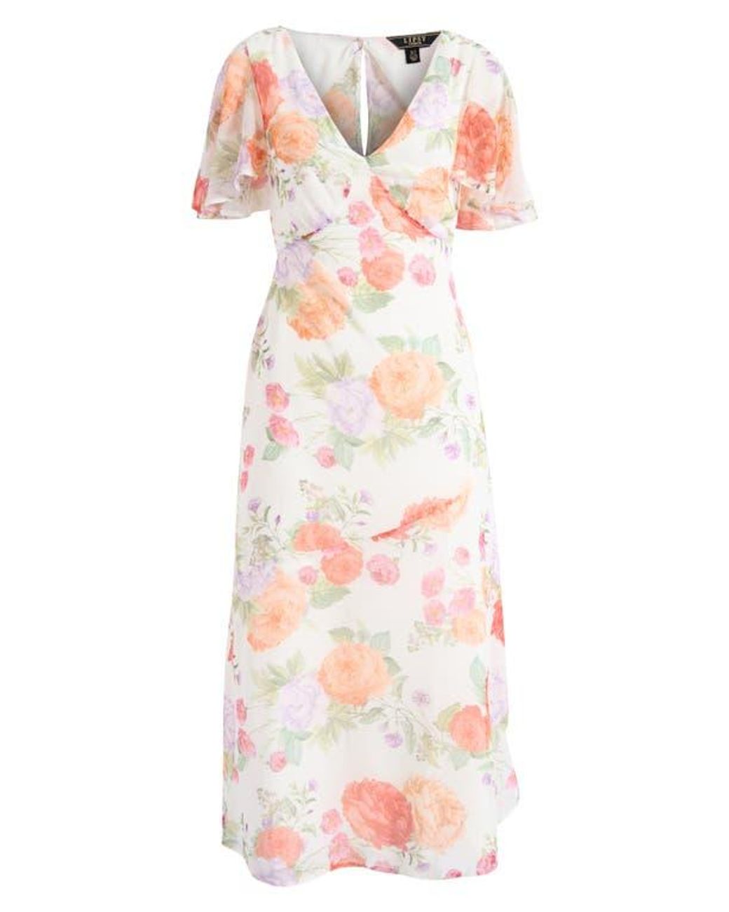 knee length dresses for ladies Sheer Chiffon Cowl Neck Satin Panel Gown - Blush