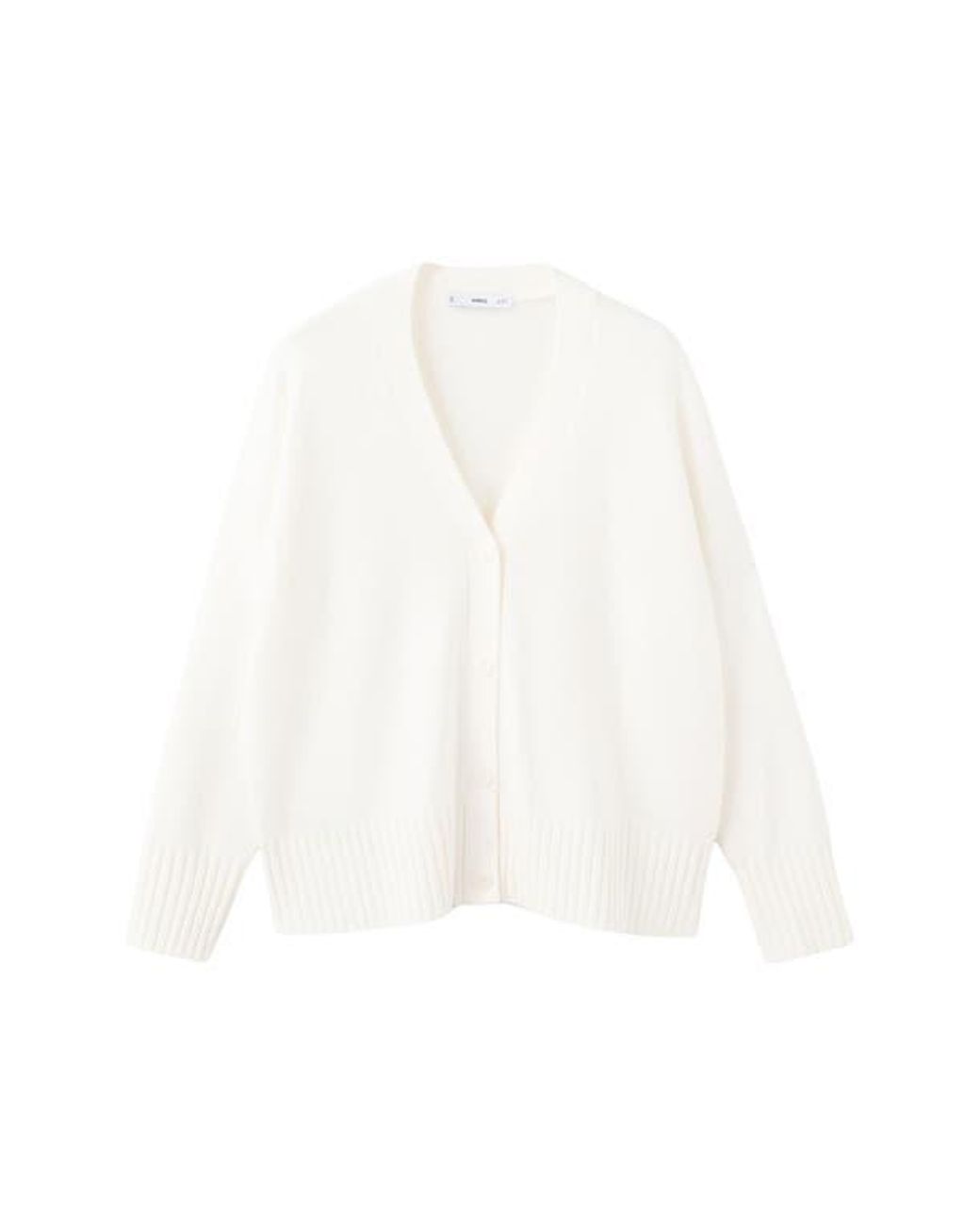 Mango White V-Neck Cardigan