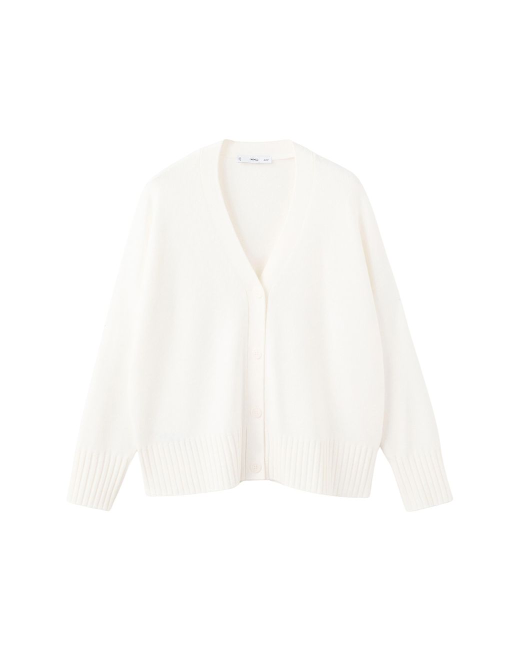 Mango White V-Neck Cardigan