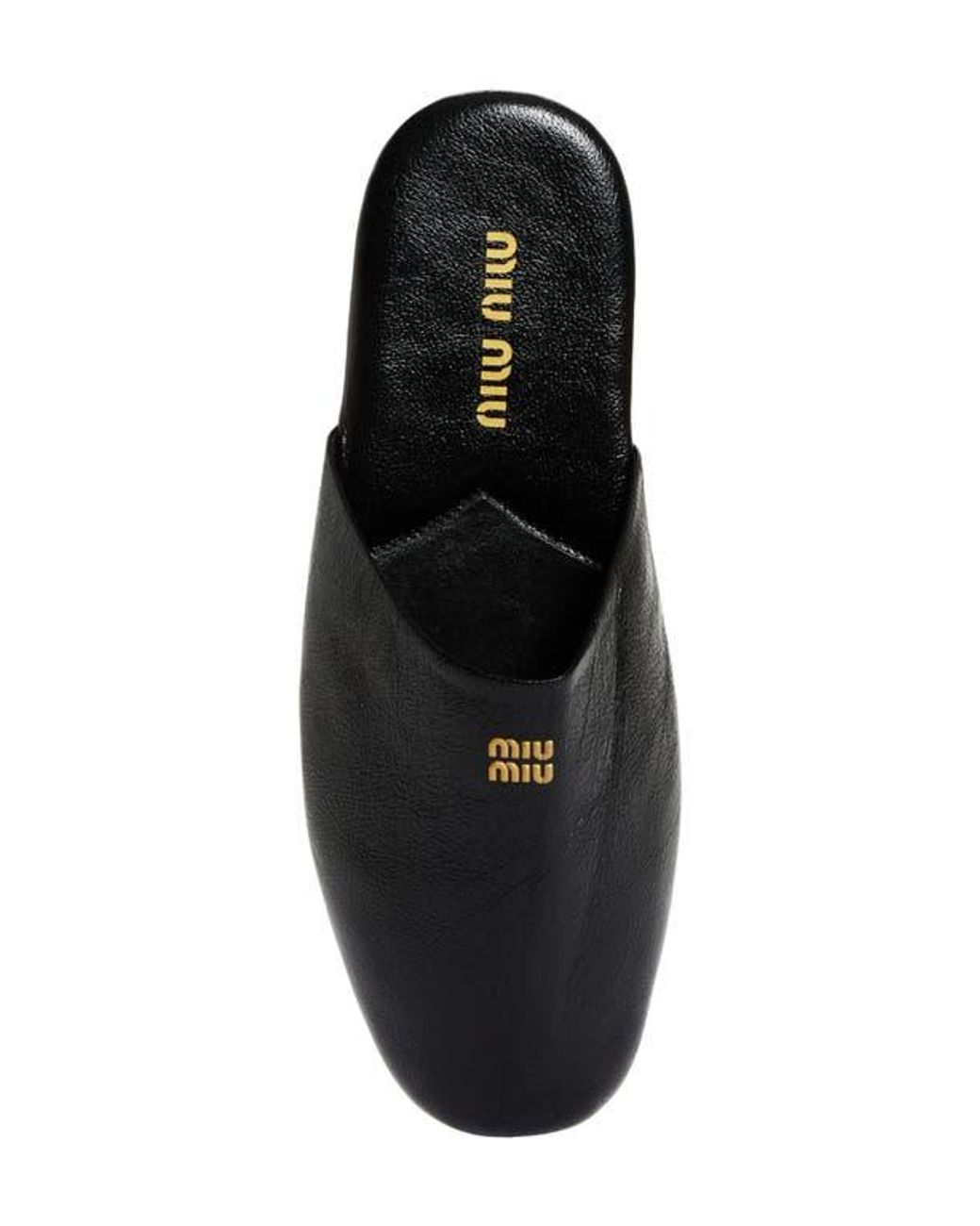 Miu Miu Logo Slipper Mule in Black | Lyst