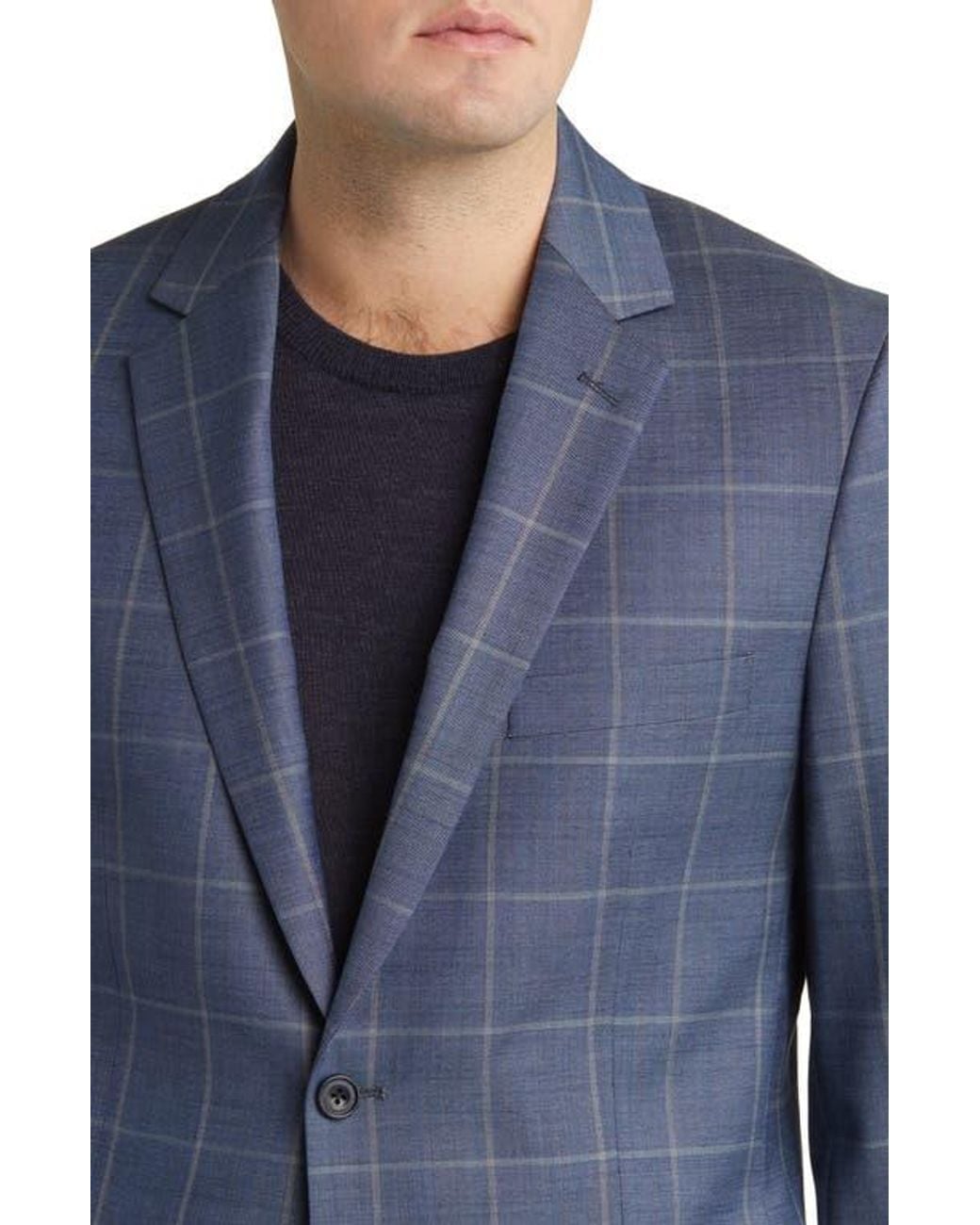Daniel Hechter Blue Windowpane Check Wool Blazer for men
