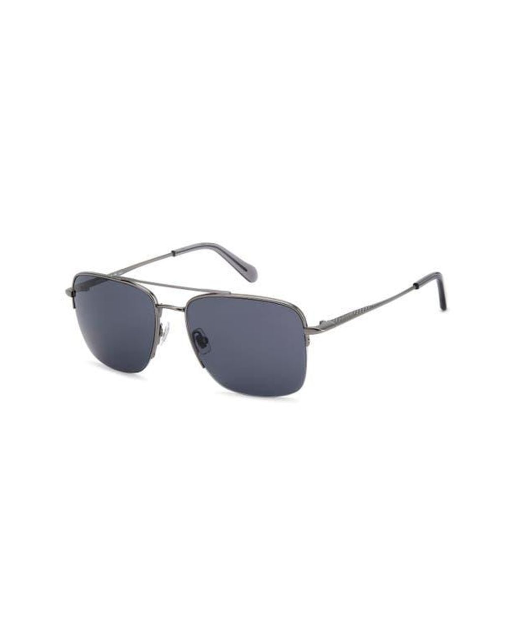 Fossil Blue 57Mm Rectangular Sunglasses for men