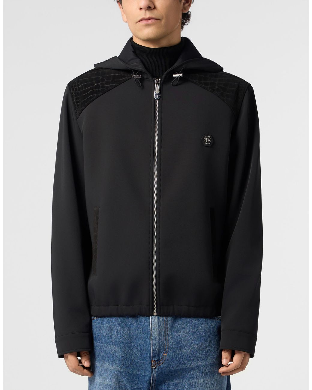 Philipp Plein Black Nylon Jacket With Cocco Inserts for men