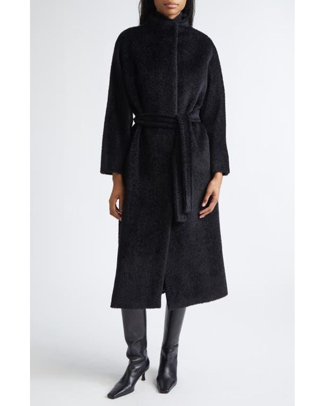 Max Mara Ferito Alpaca & Virgin Wool Blend Coat in Black | Lyst