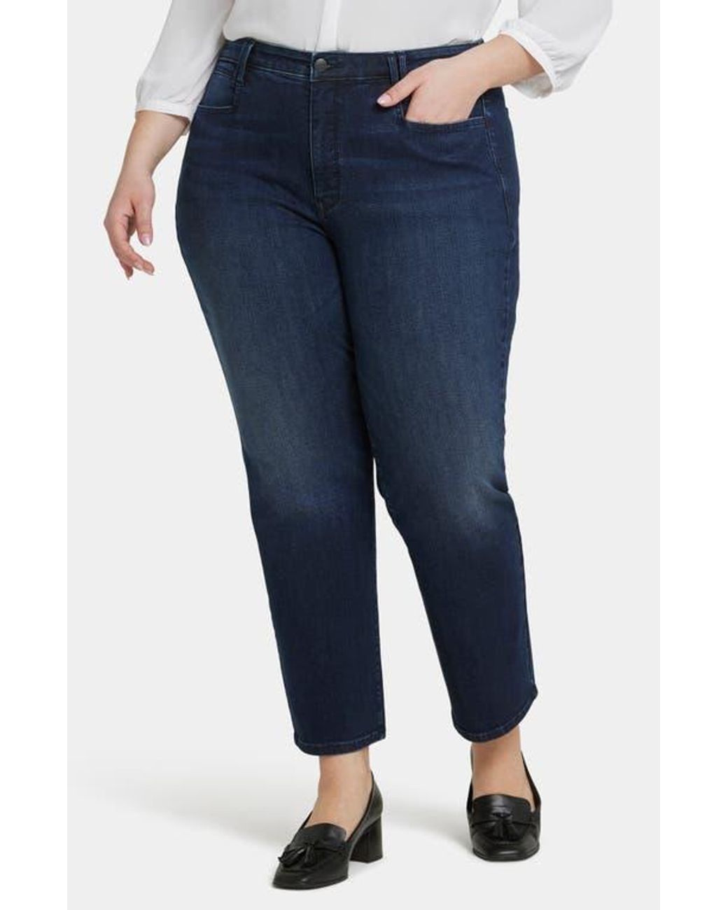 NYDJ Bailey Relaxed Ankle Straight Leg Jeans in Blue | Lyst