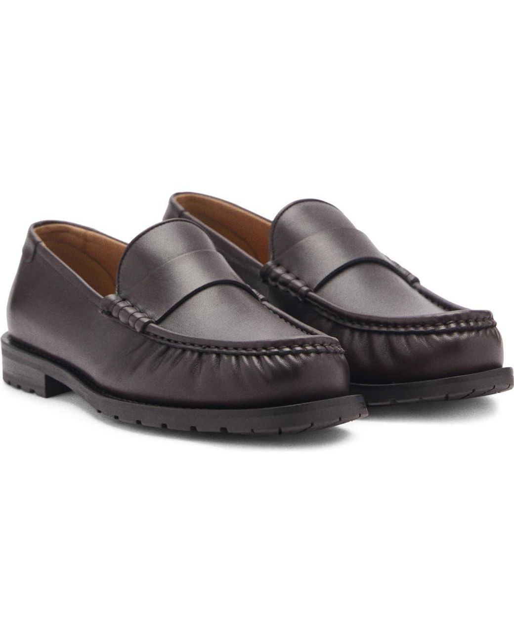 Mango Brown Leather Loafer for men