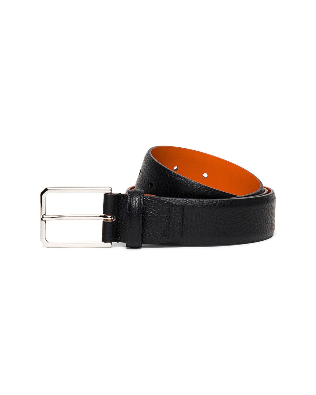 Santoni Black Leather Belt for men