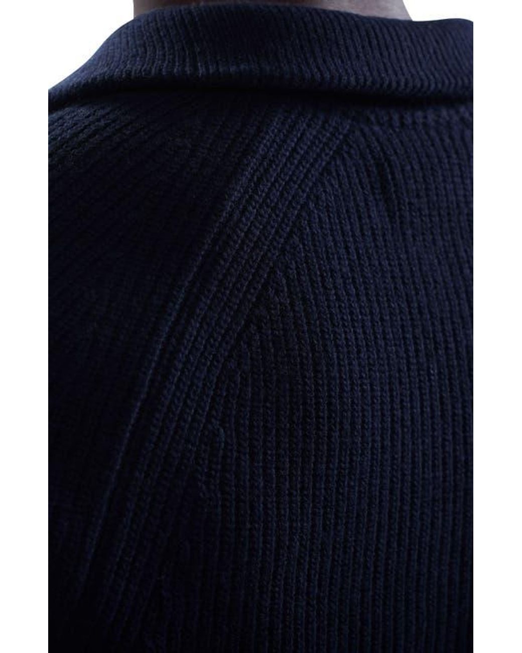 Bugatchi Blue Merino Wool & Cotton Quarter Zip Pullover for men