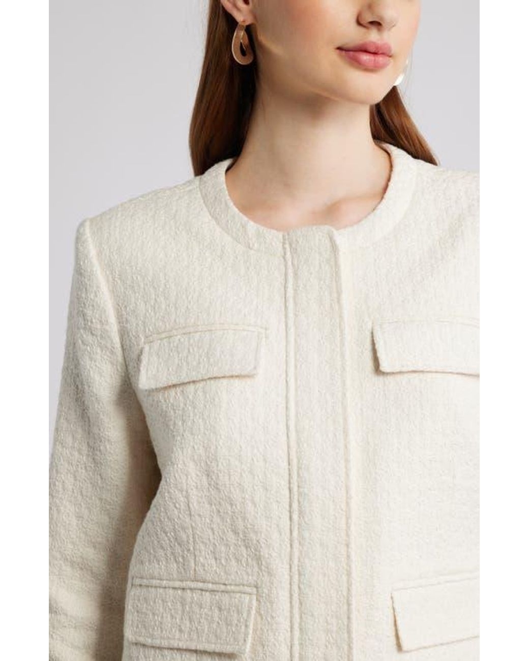 Nordstrom White Collarless Jacket