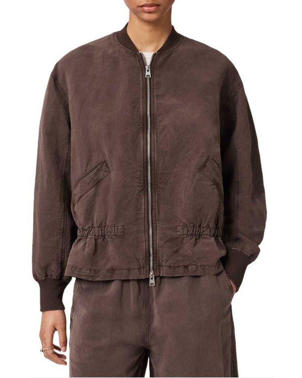 AllSaints Brown Sofi Bomber Jacket