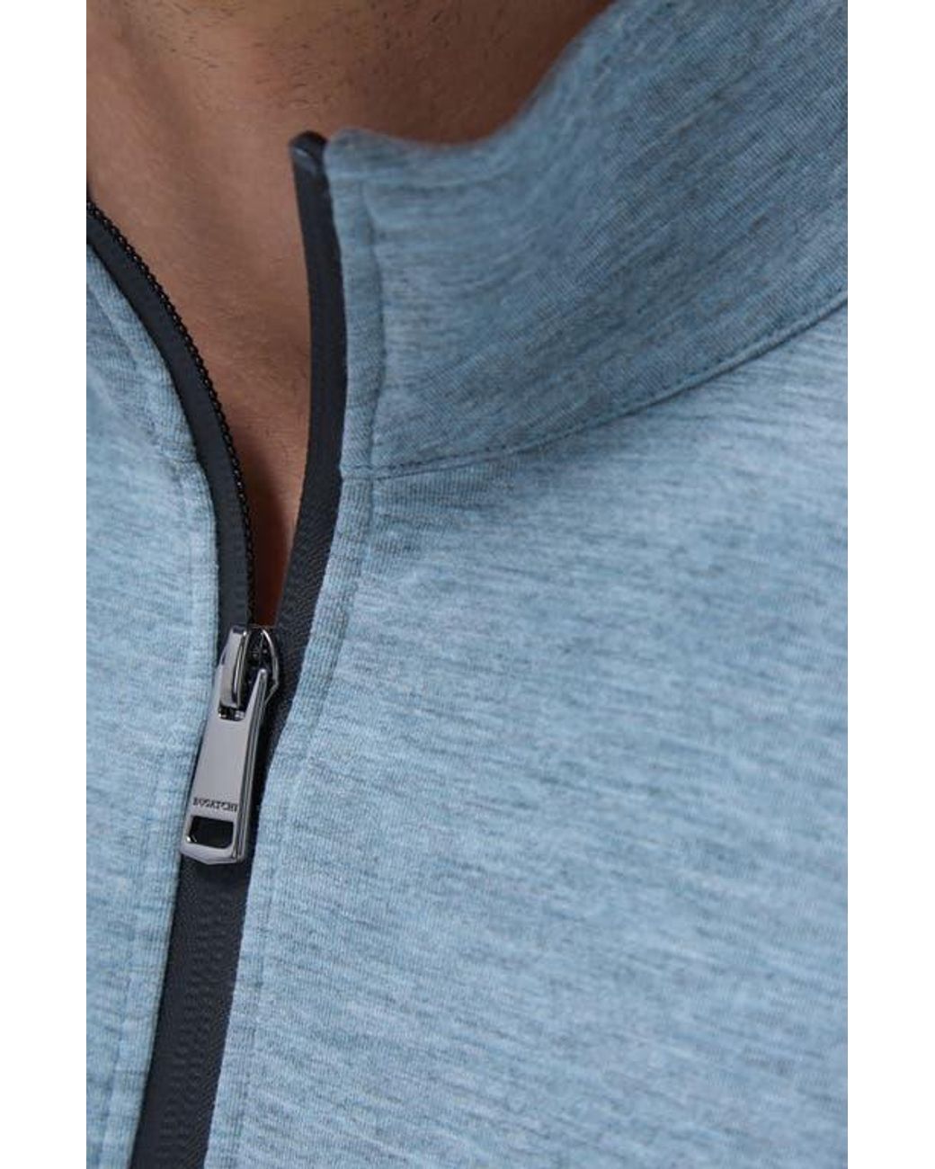 Bugatchi Blue Quarter Zip Performance Pullover for men