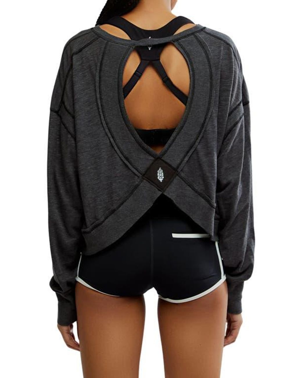 Free People Fp Movement My Time Layer Open Back Crop Top in Black | Lyst