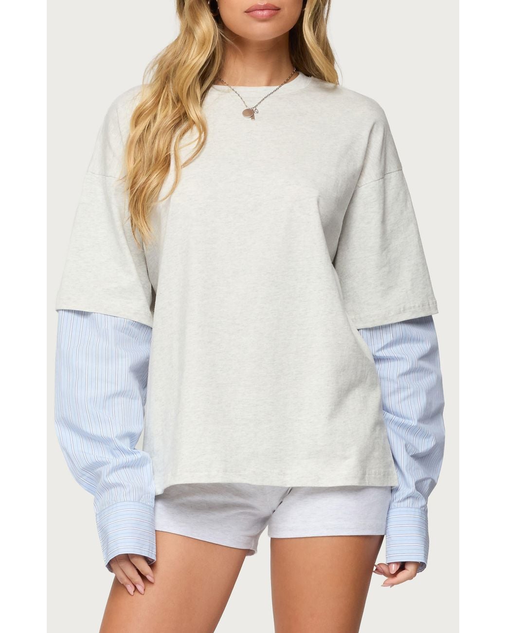 Edikted Gray Tailor Oversize Layered Top