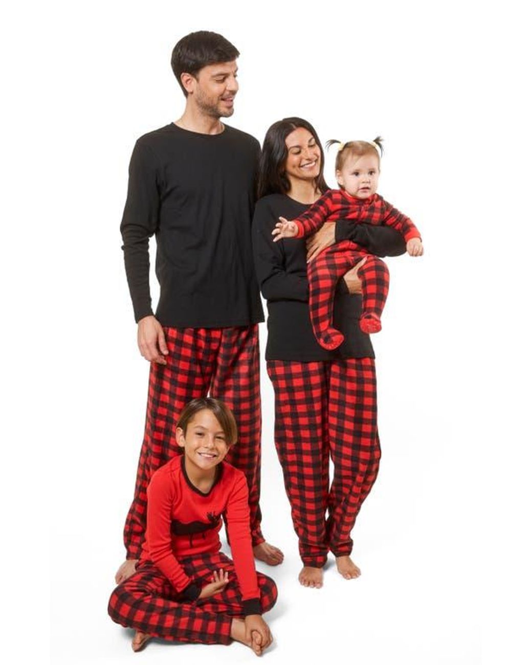 Leveret Red Cotton Top & Fleece Pants Printed Matching Family Holiday Pajama Set for men